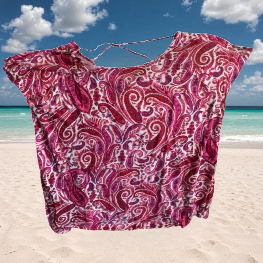 Pre Owned Women’s Lucky Brand Paisley Print Blouse Sz Lg Casual Classic Style